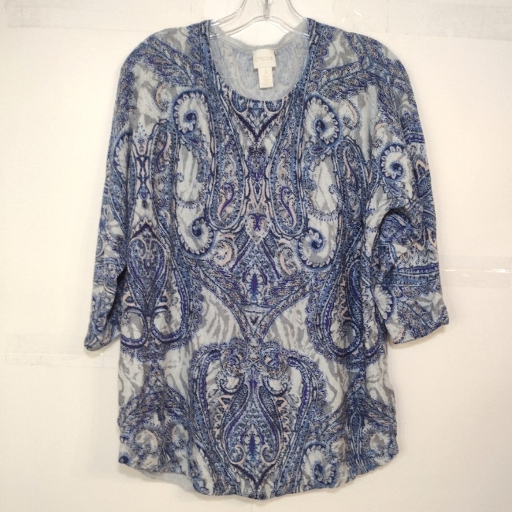 Chico's Women's Blue/Grey Parley Top Size (3)